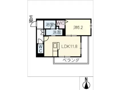 シャーメゾン光樹セントラル(1LDK/2階)の間取り写真