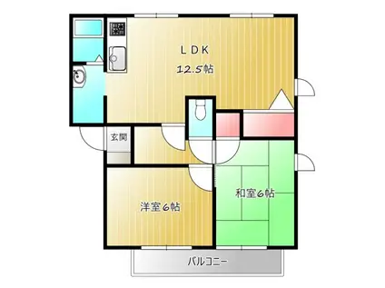 フレグランス南落合III(2LDK/2階)の間取り写真