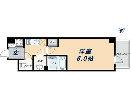 エスリード難波ステーションゲートノーステラス(1K/15階)の間取り写真