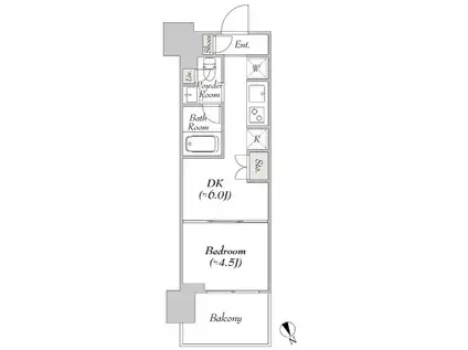 ウエリスアーバン水天宮前(1DK/8階)の間取り写真