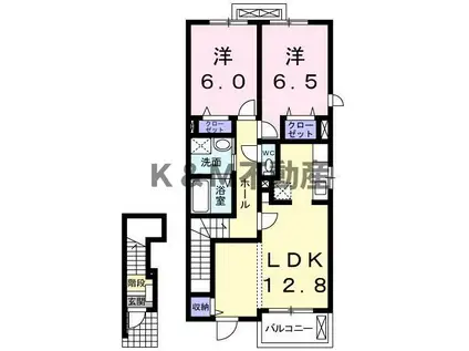 サン エトワールIII(2LDK/2階)の間取り写真