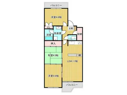 サンシャイン南別府(3LDK/2階)の間取り写真