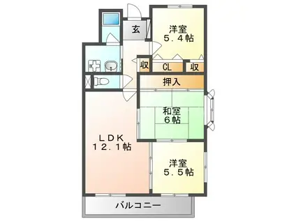 カサ・ブリジャンテ(3LDK/4階)の間取り写真