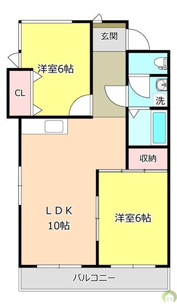プレジデントハイツ新浜(2LDK/2階)の間取り写真