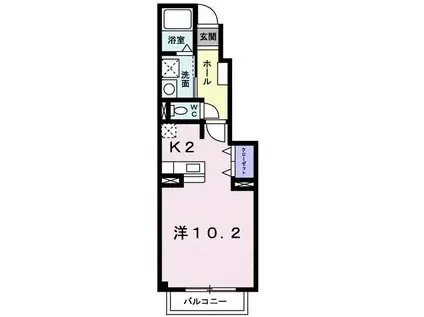 シャン・ミリュ- IA(ワンルーム/1階)の間取り写真