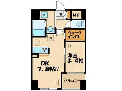 センチュリーコート(1DK/9階)の間取り写真