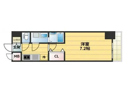 プレサンス三宮ポルト(1K/2階)の間取り写真