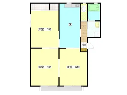 グリーンハイツイシカワD(3DK/2階)の間取り写真