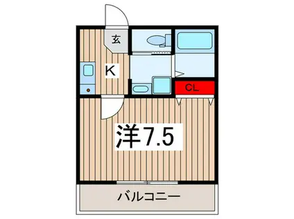 ランコントル(1K/1階)の間取り写真