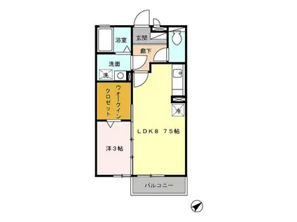 メゾンミューA(1LDK/2階)の間取り写真