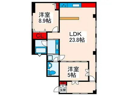 レルム城北(2LDK/6階)の間取り写真
