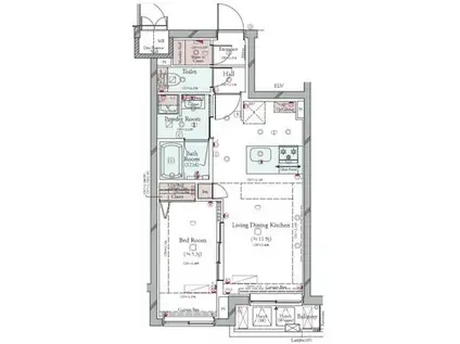 コンシェリア目黒本町 THE RESIDENCE(1LDK/4階)の間取り写真