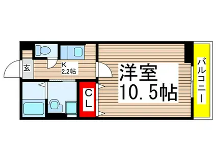 フェリシア(1K/1階)の間取り写真