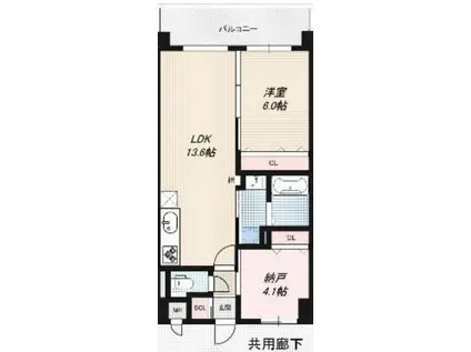 LUXE服部天神(2LDK/4階)の間取り写真