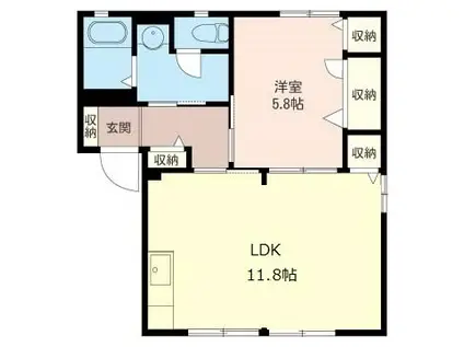 アムール・コウB(1LDK/1階)の間取り写真