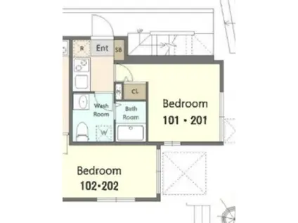 関町北共同(1K/2階)の間取り写真