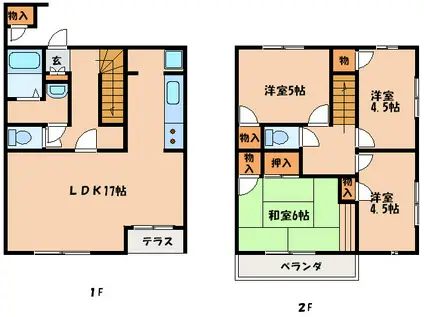サザンロードコーポラスB棟(4LDK/1階)の間取り写真