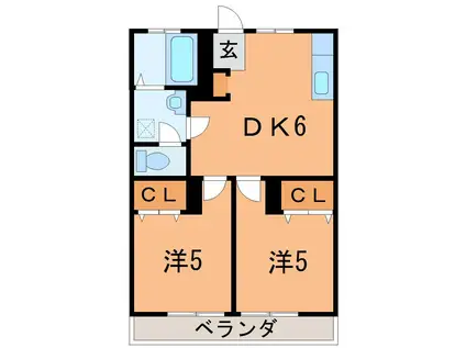 コーポカトウ(2DK/2階)の間取り写真