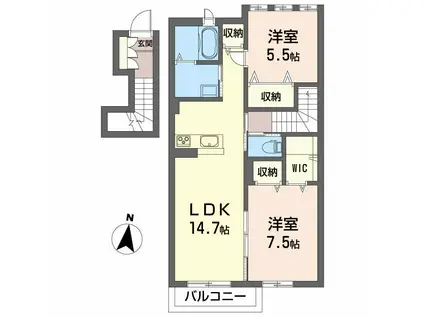 シャーメゾン レ・フレールIV(2LDK/2階)の間取り写真