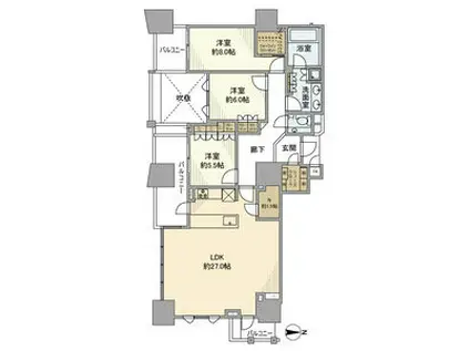 プラウドタワー名駅(3LDK/23階)の間取り写真