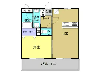 エバンジェル(1LDK/1階)の間取り写真