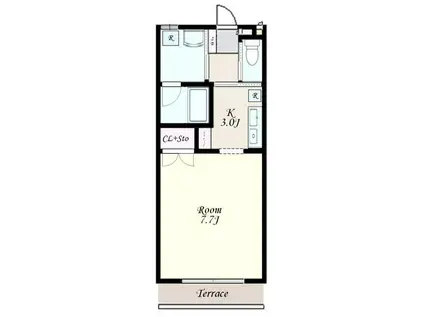 グランドゥール(1K/1階)の間取り写真