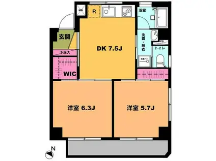 月村マンション32(2DK/2階)の間取り写真