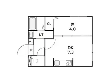 ラフィーネ平岸III(1DK/1階)の間取り写真