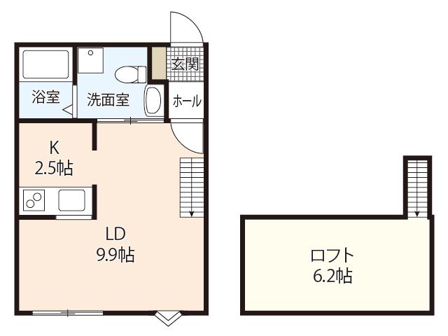アメニティ江波(1LDK/2階)の間取り写真