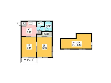 グルニエI(2DK/2階)の間取り写真
