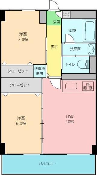 AZ BEANS(2LDK/4階)の間取り写真