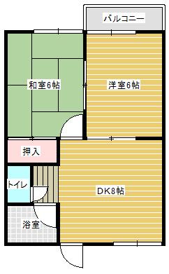 グリーンアイランド(2DK/2階)の間取り写真