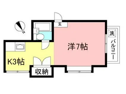 ロベリアヴィラ(1K/1階)の間取り写真