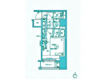 リルシア品川西大井(ワンルーム/9階)の間取り写真