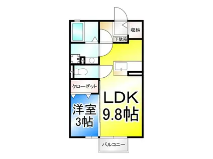 アコール・T(1LDK/1階)の間取り写真