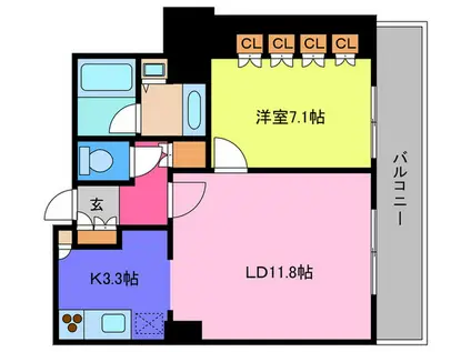 ラ・トゥール神楽坂(1LDK/7階)の間取り写真
