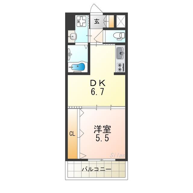 パークナードフィットなかもず(1DK/2階)の間取り写真