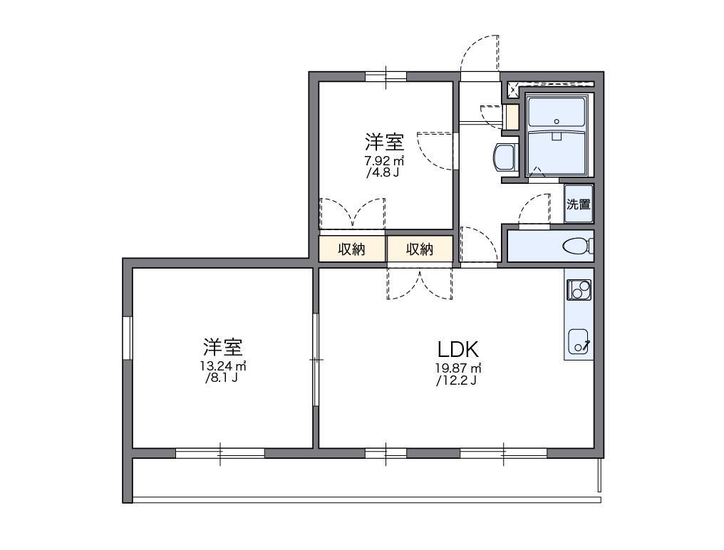 レオパレスLIGHTLIFEII(2LDK/2階)の間取り写真