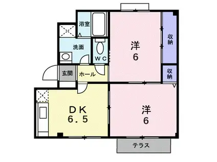 アミール立川I(2DK/1階)の間取り写真