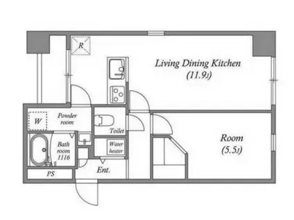 オーパスホームズ八丁堀(1LDK/9階)の間取り写真