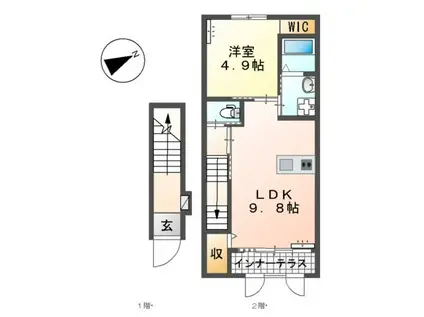 コート シェリエール(1LDK/2階)の間取り写真