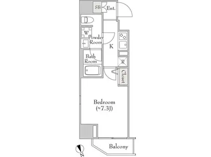 ルミークアン北上野(1K/9階)の間取り写真