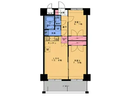 ORIENT BLD NO.93 MARINA GATE BLD(2LDK/1階)の間取り写真