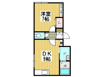ROSSO GABBANA(1DK/2階)の間取り写真