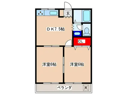 ウインSIビル(2DK/2階)の間取り写真