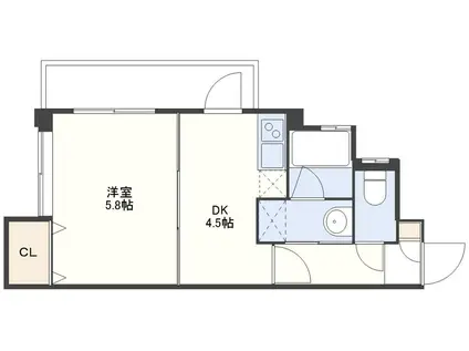 ウエスト泉(1DK/4階)の間取り写真