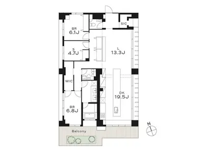 THE GRANDUO YOGA(2SLDK/3階)の間取り写真