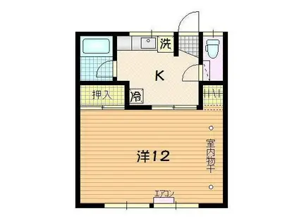 パークサイド(1K/2階)の間取り写真