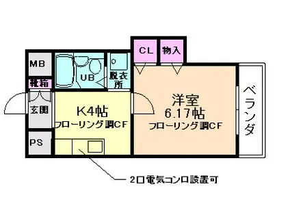 ヴィラージュ清風荘(1K/2階)の間取り写真