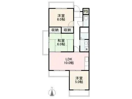 セントラルハイツ屋島(3LDK/2階)の間取り写真
